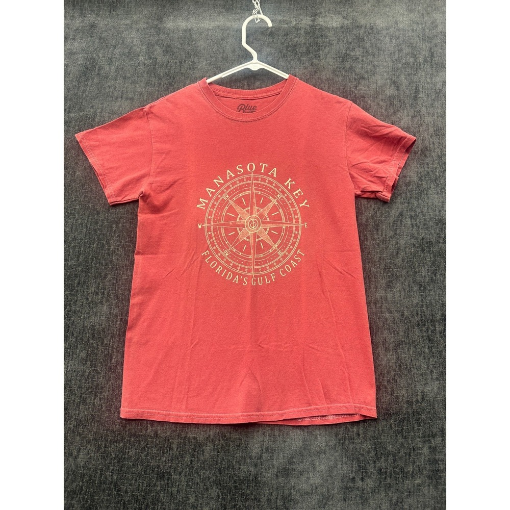 Blue 84 T Shirt Mens S Pink Cotton‎ Manasota Key Florida's Gulf Coast Crewneck